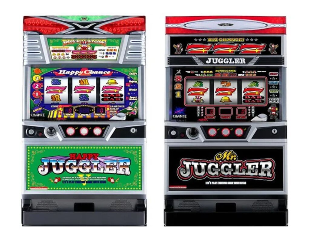 「ハッピージャグラーVⅢ」と「ミスタージャグラー」の筐体画像