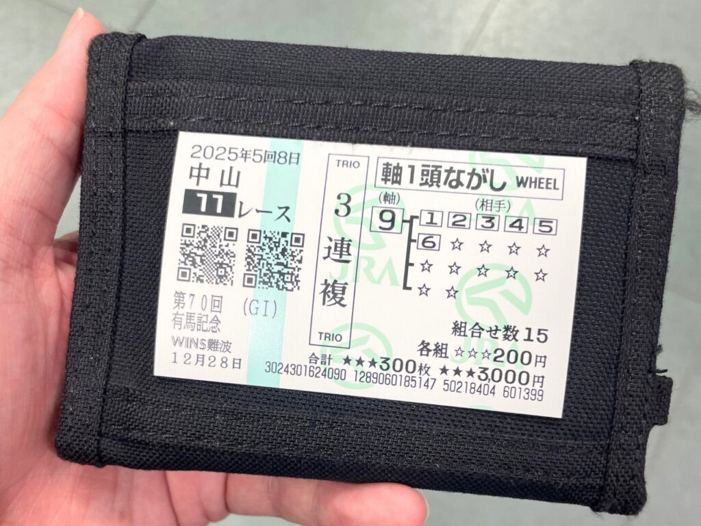 2025年有馬記念　マークシート　3連複軸一頭流し（9-123456）　※各200円（計3,000円）